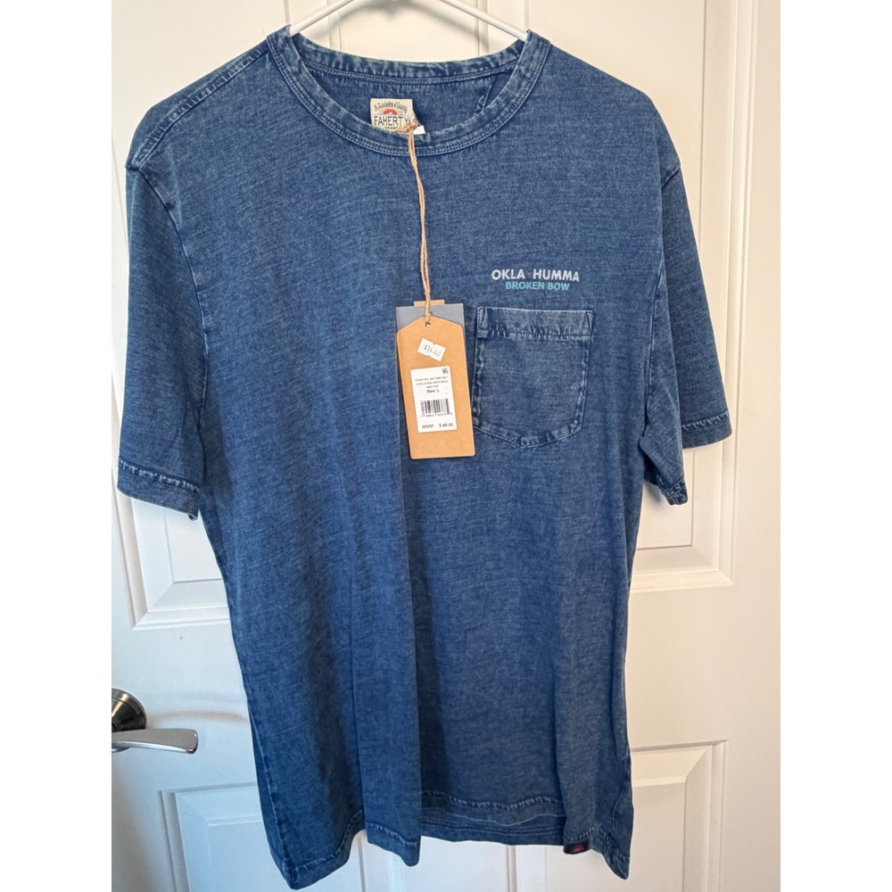 Faherty Steven Paul Judd Thunderbird Tee Storm River Wash Blue Large